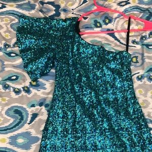 Semi formal blue sequin dress